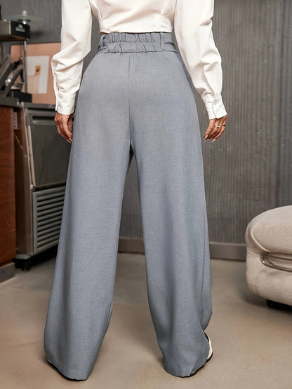Effortless Tailored Wide Leg Pants for Women with High Waist Button Front Pleated Relaxed Style