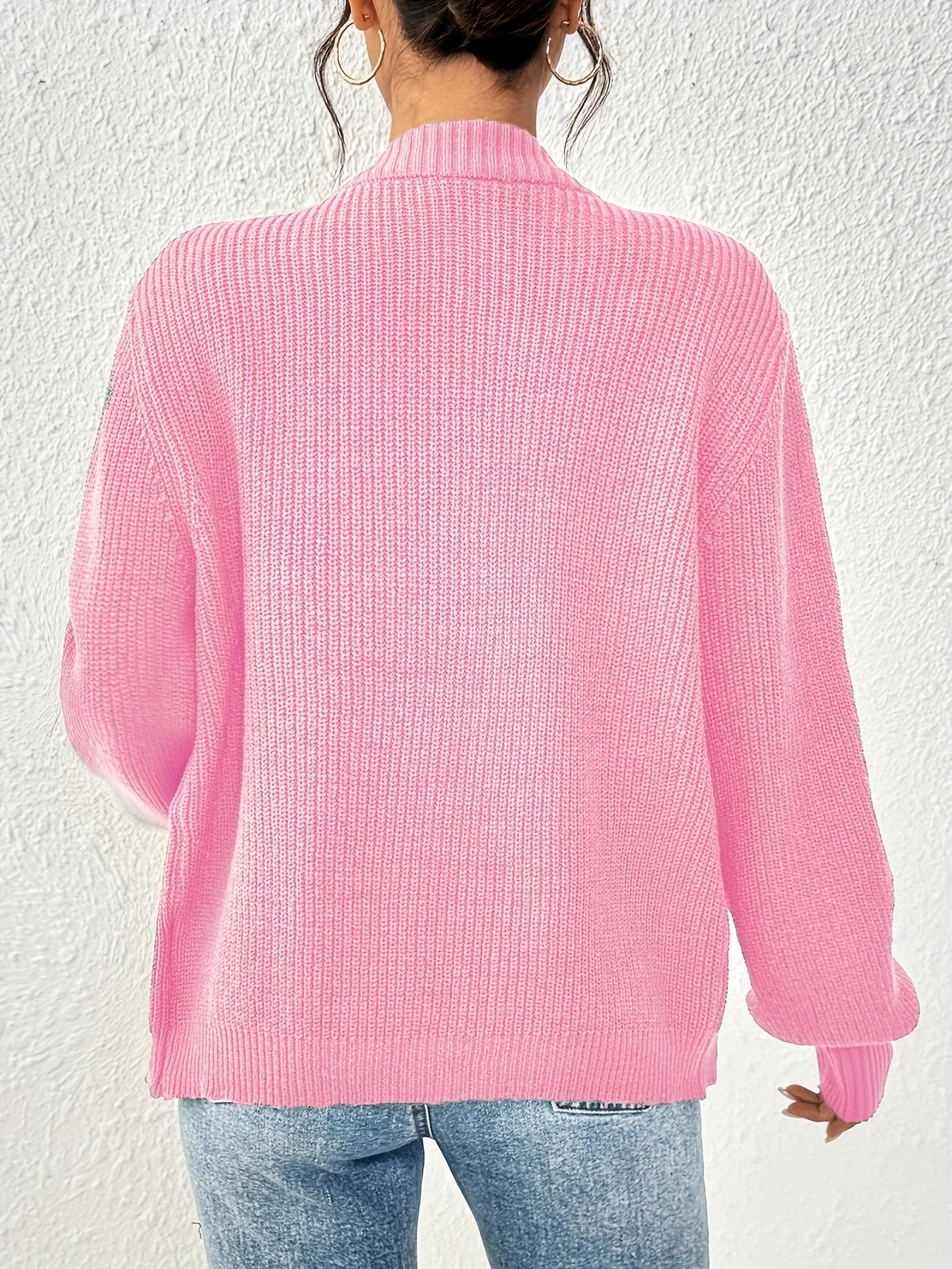 Comfortable Ribbed Knit Cardigan for Women with V Neck Balloon Sleeve Button Front Oversized Style