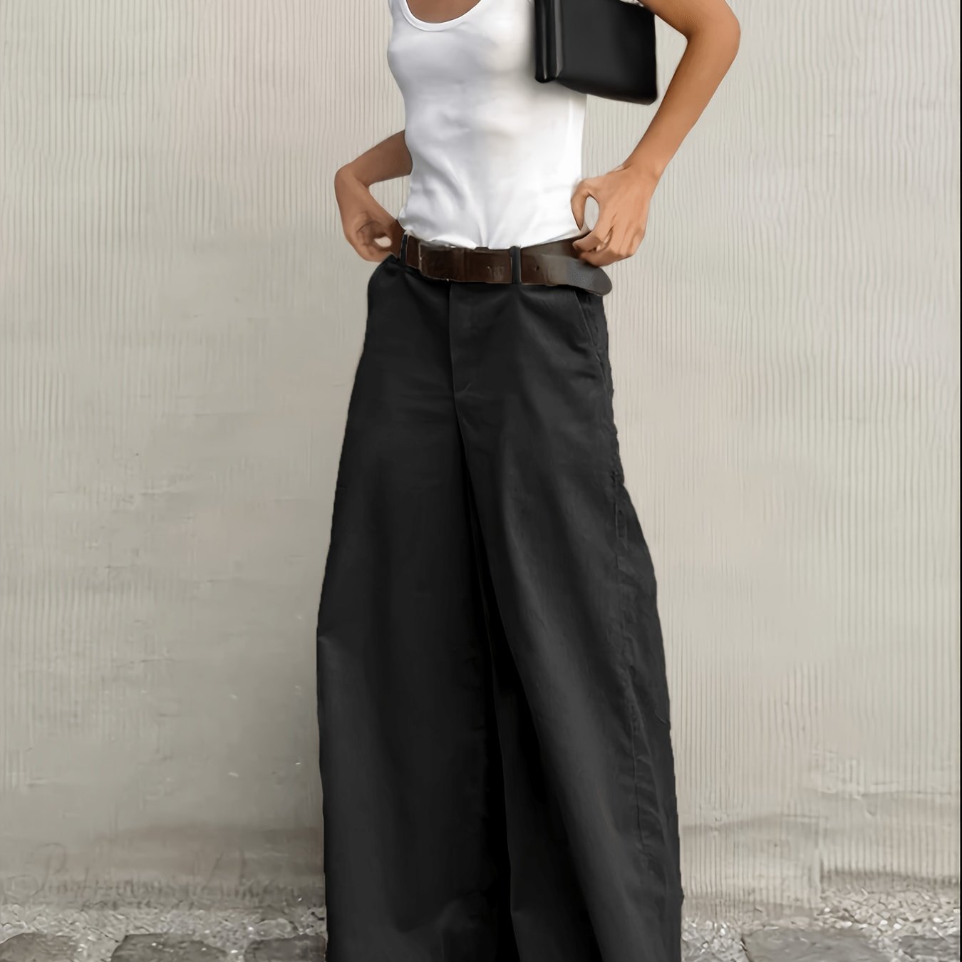 Effortless Wide Leg Pants for Women with High Waist Belted Relaxed Flowing Casual Style