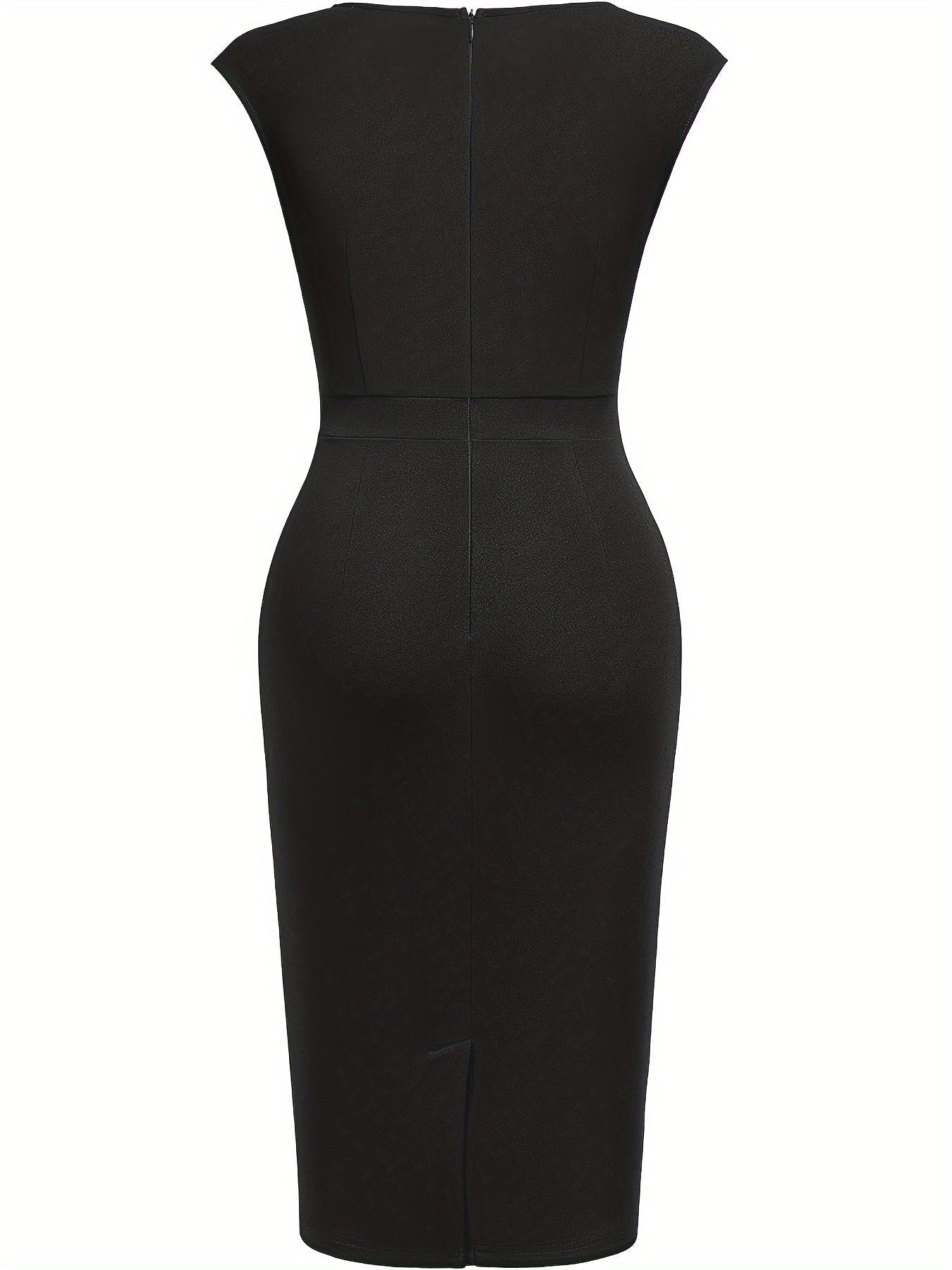 Elegant Sheath Midi Dress for Women with Sweetheart Neck Cap Sleeve Ruched Bodycon Style