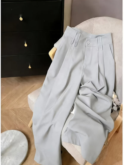 Effortless Wide Leg Pants for Women with High Waist Pleated Button Front Tailored Style