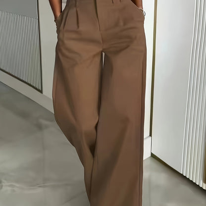 Effortless Wide Leg Pants for Women with High Waist Pleated Button Front Tailored Style