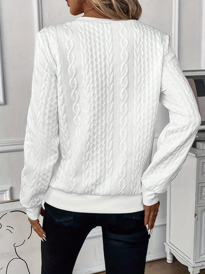 Comfortable Cable Knit Sweater for Women with Zip Neck Long Sleeve Textured Relaxed Style