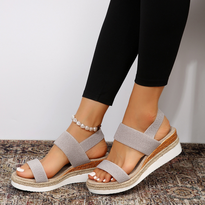 Comfortable Sandals for Women with Elastic Strap Cushioned Platform Slingback Open Toe Style