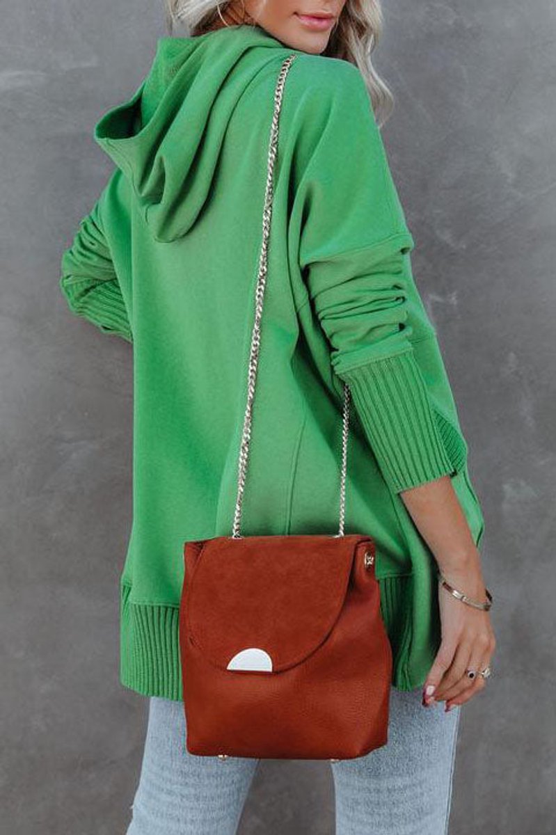 Effortless Snap Button Hoodie for Women with Hooded Long Sleeve High Low Ribbed Cuff Relaxed Style